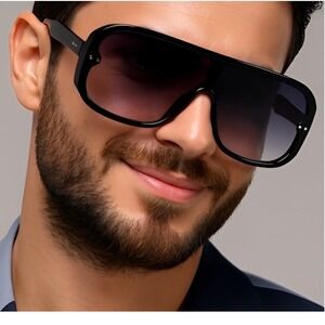 Men Sunglasses Black Lens Street Wear Outdoor UV400 Protection Light Weight‎ New